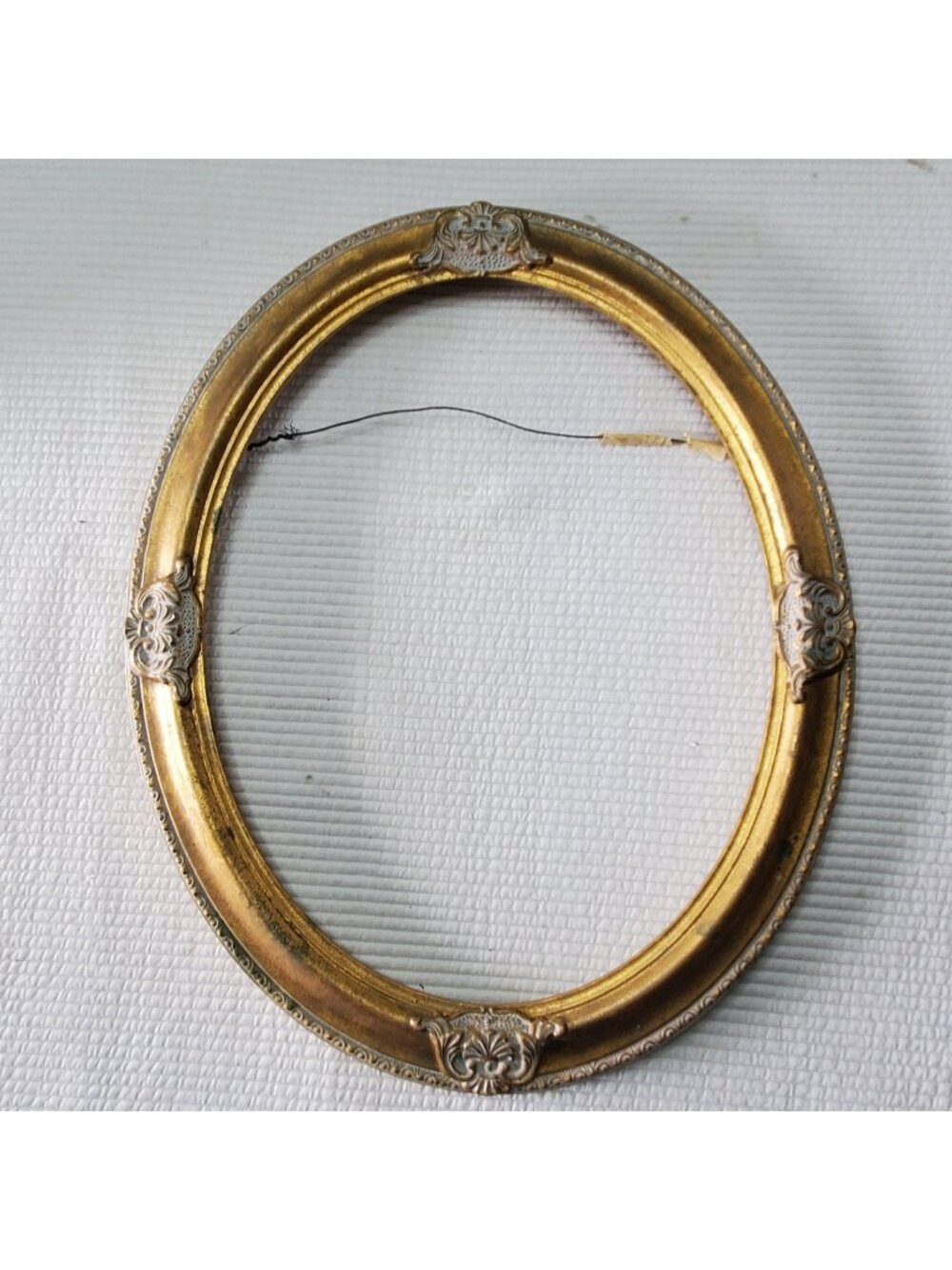 Vintage Picture Frame 16.5x13.5 Oval Gold Painted Wood Ornate Victorian Baroque